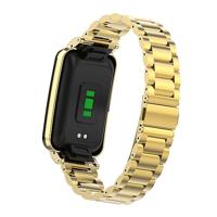 Metalen schakelband met case - Goud - Xiaomi Smart band 7 Pro - thumbnail