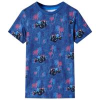 Kindershirt met monstertruckprint 128 gemleerd donkerblauw - thumbnail