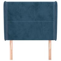 Hoofdbord met randen 83x23x118/128 cm fluweel donkerblauw - thumbnail