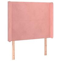 Hoofdbord met randen 103x16x118/128 cm fluweel roze - thumbnail