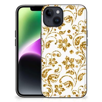 iPhone 15 Bloemen Hoesje Gouden Bloemen