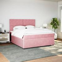 Boxspring met matras fluweel roze 180x200 cm - thumbnail