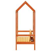 Bank met dak 117,5x70x176,5 cm massief grenenhout wasbruin - thumbnail