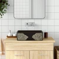 VidaXL Opzetwasbak rechthoekig 46x35,5x13 cm keramiek zwart - thumbnail
