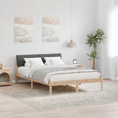 Bedframe Bruin en donkergrijs 135 x 190 cm Massief grenenhout