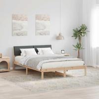 Bedframe Bruin en donkergrijs 135 x 190 cm Massief grenenhout - thumbnail