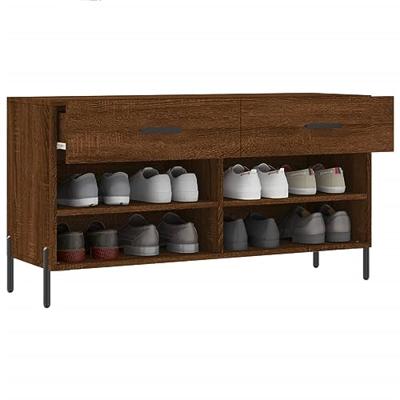 VidaXL Schoenenbank 102x35x55 cm bewerkt hout sonoma eikenkleurig VidaXL Schoenenbank 102x35x55 cm bewerkt hout sonoma eikenkleurig