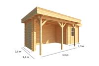 Blokhut, tuinhuisje met overkapping Lisa-Liza 600 cm bij 250 cm diep plat dak 5 Warentuin Collection - Warentuin collection - thumbnail