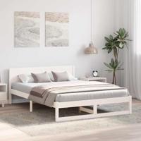 Bedframe met hoofdeinde Wit 140 x 200 cm Massief grenenhout - thumbnail