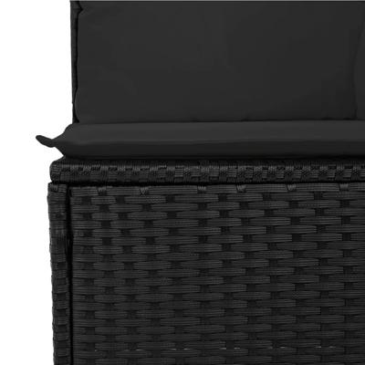 4-delige Loungeset met kussens poly rattan zwart - thumbnail