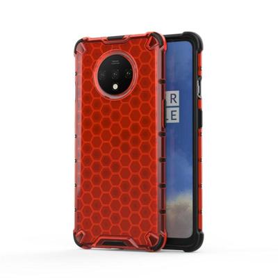 Voor OnePlus 7T schokbestendige honingraat PC + TPU case (rood)