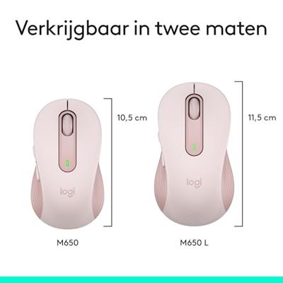 Logitech Signature M650 L Muis Radiografisch, Bluetooth Maat: L Optisch Roze 5 Toetsen 4000 dpi