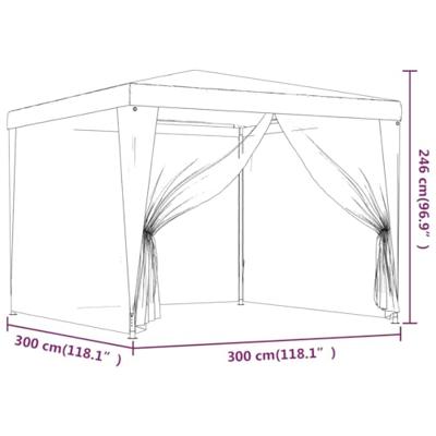 VidaXL Partytent met 4 mesh zijwanden 3x3 m hdpe antracietkleurig