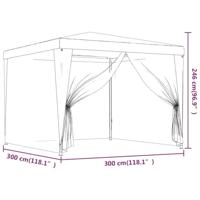 VidaXL Partytent met 4 mesh zijwanden 3x3 m hdpe antracietkleurig - thumbnail