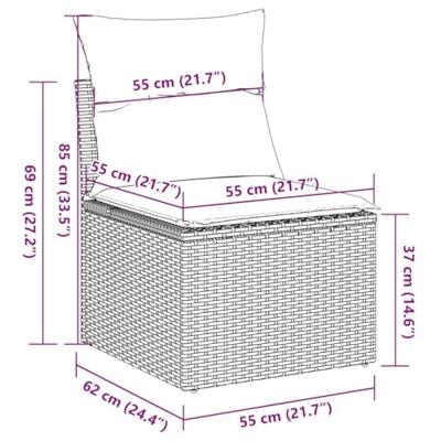 9-delige Loungeset met kussens poly rattan bruin