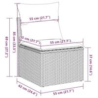 9-delige Loungeset met kussens poly rattan bruin - thumbnail