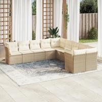 11-delige Tuinset met kussens poly rattan beige - thumbnail
