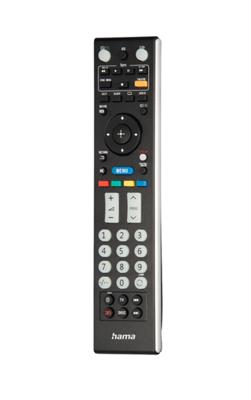 Hama Universele afstandsbediening voor LG TV's (infrarood, leerbaar, lichtgevende toetsen, slimme knop, Easy Mode functie, ergonomische hoofdtoetsen, 10 m bereik) zwart