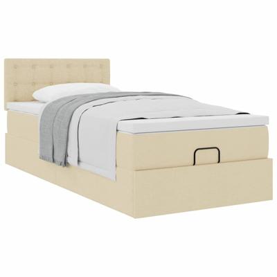 Ottoman bed met matras 80x200cm stof crèmekleurig