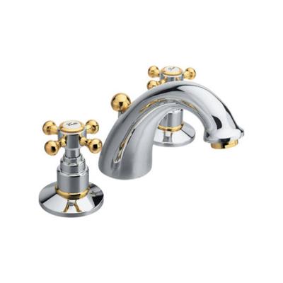 Wastafelmengkraan 3-gats Sapho Antea 2-knop Uitloop Gebogen 8.5 cm Chroom / Goud (incl. waste) Wastafelmengkraan 3-gats Sapho Antea 2-knop Uitloop Gebogen 8.5 cm Chroom / Goud (incl. waste)