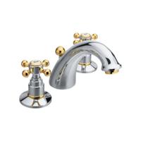 Wastafelmengkraan 3-gats Sapho Antea 2-knop Uitloop Gebogen 8.5 cm Chroom / Goud (incl. waste) - thumbnail