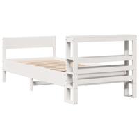 Bedframe zonder matras massief grenenhout wit 90x200 cm - thumbnail