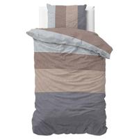 Dreamhouse - Knitty Natural Dekbedovertrek Flanel - Taupe/Grijs - 140 x 220 - thumbnail