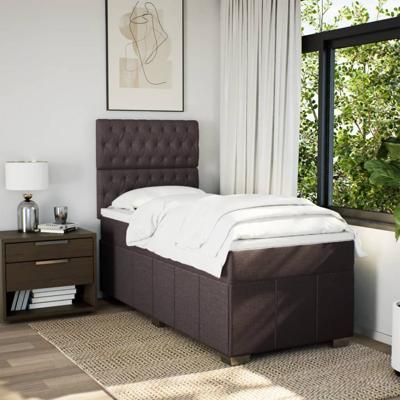 Boxspring met matras stof donkerbruin 80x200 cm