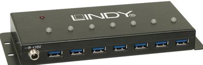 LINDY 7 Port USB 3.0 Metall Hub 43128 USB-hub 7 poorten USB-A USB 3.0 5 GBit/s Zwart