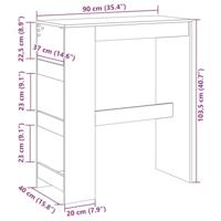 Bartafel met rekken 90x40x103,5 cm bewerkt hout grijs sonoma - thumbnail