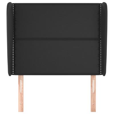 Hoofdbord met randen 83x23x118/128 cm kunstleer zwart - thumbnail