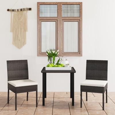 3-delige Tuinset poly rattan zwart