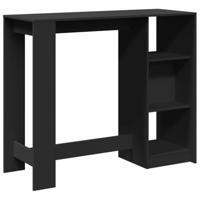 Bartafel met schap 124x46x103,5 cm bewerkt hout zwart - thumbnail
