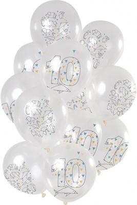 Folat Ballonnen origami cijfer 10 jaar 30 cm set van 12 | 24 stuks
