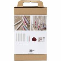 Creativ Company Hobbyset kaarsen decoreren , versierde spitse kaarsen, wit, 1 doos - thumbnail