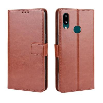 Voor Galaxy A10s retro Crazy Horse textuur horizontale Flip lederen draagtas met houder & kaartsleuven & fotolijstjes (bruin)