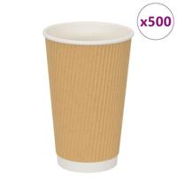 VidaXL Papieren koffiekopjes 500 st 16oz 400 ml bruin - thumbnail