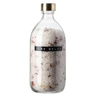 Wellmark Badzout helder glas messing dop 500ml Rozen tekst JUST RELAX 8720165018833 - thumbnail