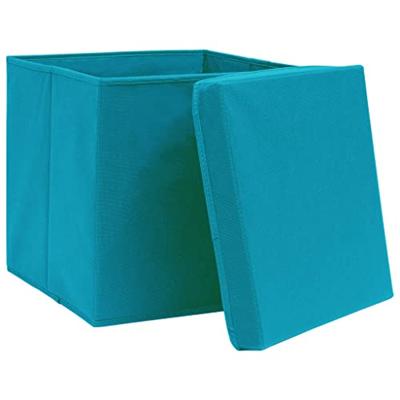 VidaXL Opbergboxen met deksel 4 st 32x32x32 cm stof babyblauw VidaXL Opbergboxen met deksel 4 st 32x32x32 cm stof babyblauw