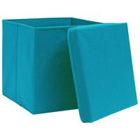 Opbergboxen met deksel 4 st 32x32x32 cm stof babyblauw - thumbnail