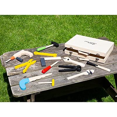 New Classic Toys houten gereedschapskist met 12 onderdelen - thumbnail