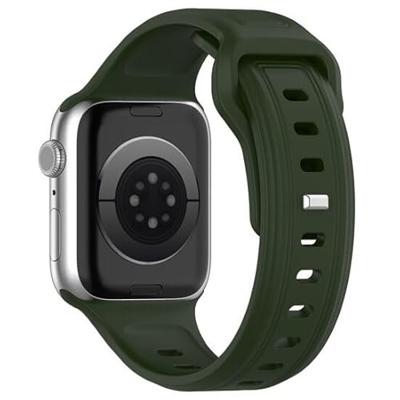 By Qubix - Square siliconen band - Donkergroen - Compatible met Apple Watch 38mm / 40mm / 41mm / 42mm - Compatible Apple watch bandjes