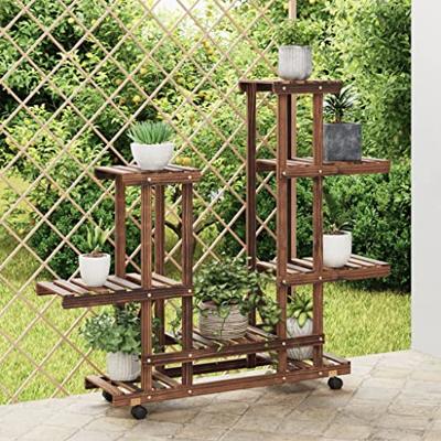 VidaXL Plantenstandaard met wielen 95x25x101 cm massief vurenhout VidaXL Plantenstandaard met wielen 95x25x101 cm massief vurenhout