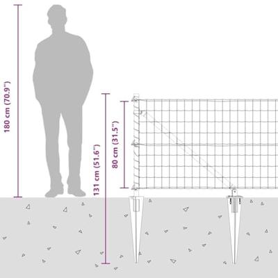 VidaXL Hek met paal groen 0,8 x 10 m staal en pvc