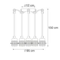 QAZQA Industriële hanglamp zwart 5-lichts - Cava - thumbnail
