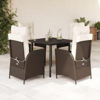 5-delige Tuinset met kussens poly rattan bruin - thumbnail
