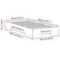 Bedframe met opslag Bruin 80 x 200 cm Massief grenenhout - thumbnail