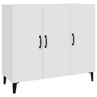 Dressoir 90x34x80 cm bewerkt hout wit - thumbnail