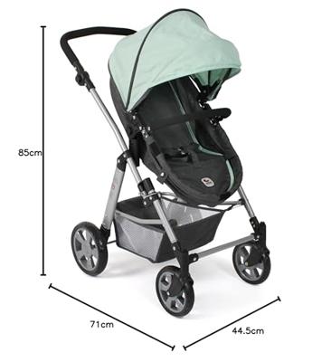 Combi-poppenwagen Nele - Melange Antraciet Mint