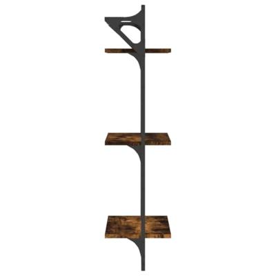 Wandschappen 3-laags stangen 2 st 30x25x100 cm gerookt eiken - thumbnail